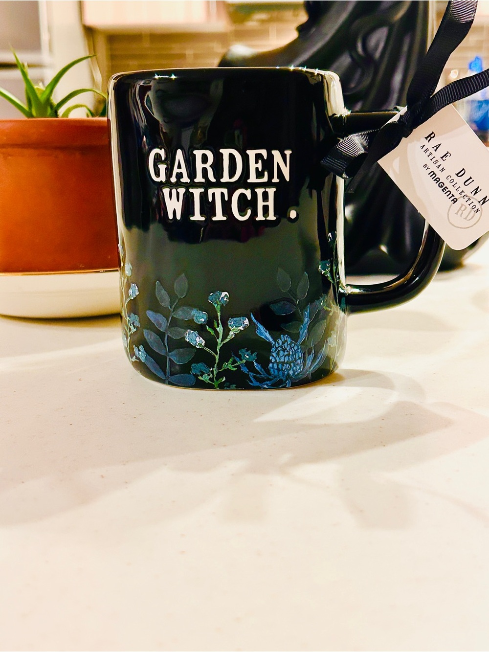 Garden Witch Black Ceramic Mug by Rae Dunn NWT